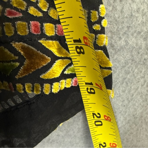 Bob Mackie Wearable Art M Sheer Black Button Up Tunic Velvet Butterfly Burnout - Picture 10 of 10